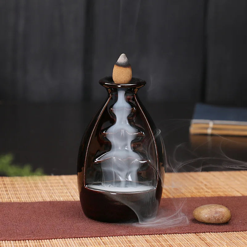 burner ceramic crafts aromatherapy burner bergamot tower incense burner Reflux incense burner alpine flowing water ornaments.