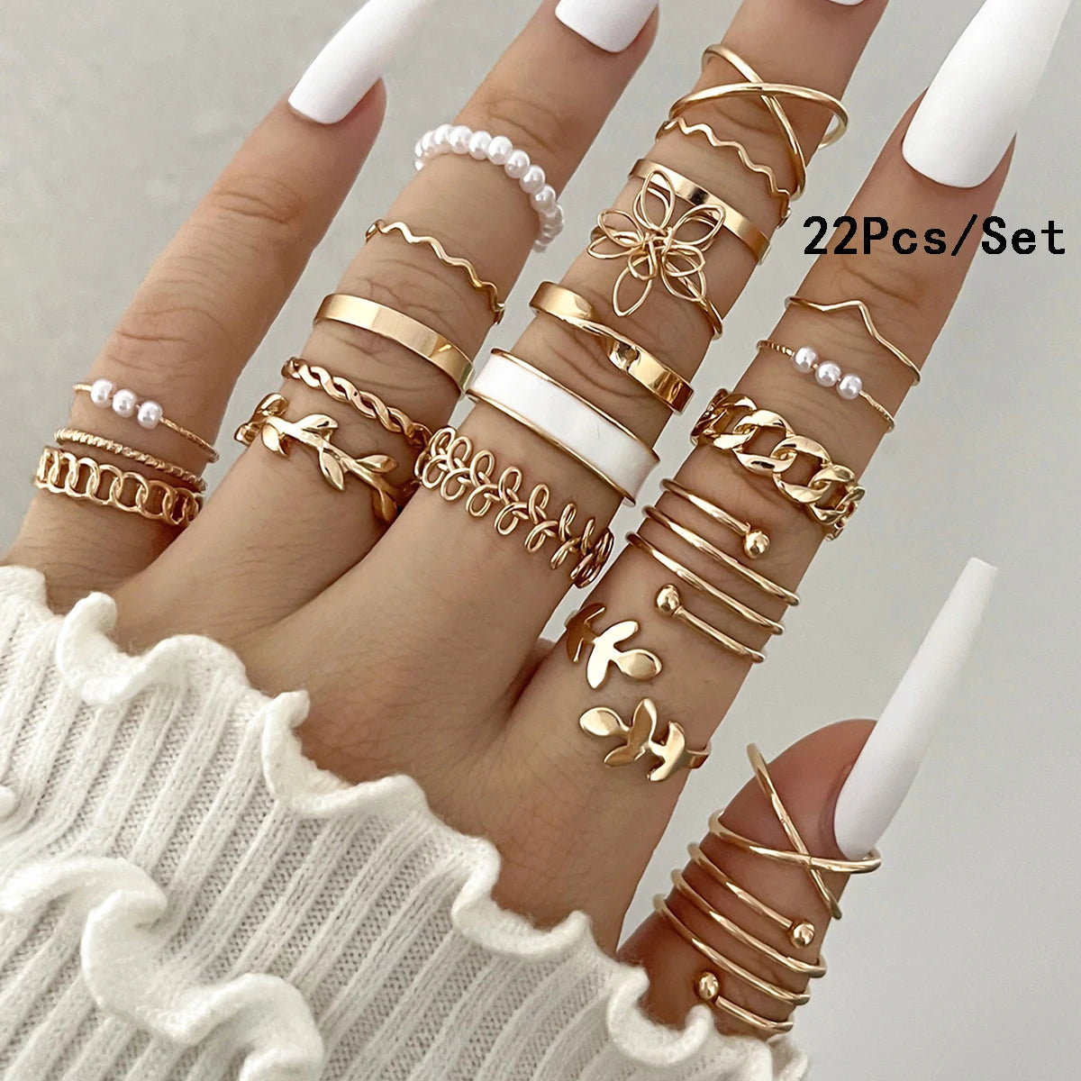 23Pcs Trendy Simple Knuckle Rings Set For Women Crystal Star Moon Eye Wave Ring Female Fashion Party Jewelry Accessories