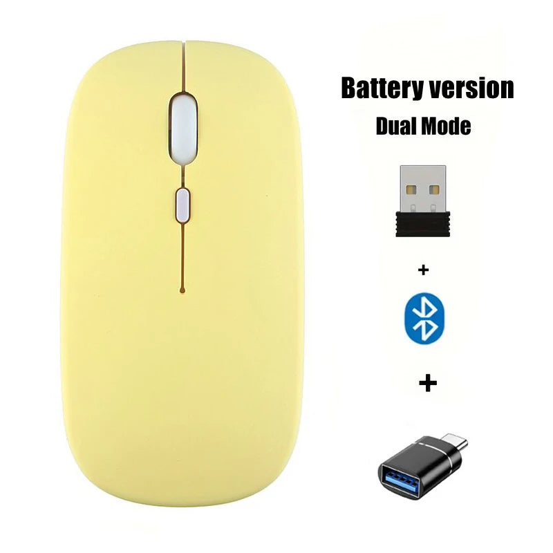 Portable Wireless Mouse Bluetooth-compatible 2.4GHz Dual Modes Computer Mice with Nano Receiver for Notebook PC Laptop Macbook