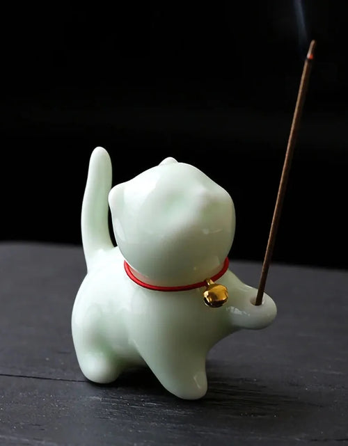 Load image into Gallery viewer, Cute Cat Buddhism Line Incense plate Incense Burner Stick Holder  Sandalwood Coil Base Temples Yoga Studios Home Decoration
