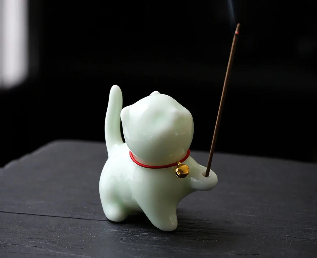 Cute Cat Buddhism Line Incense plate Incense Burner Stick Holder  Sandalwood Coil Base Temples Yoga Studios Home Decoration