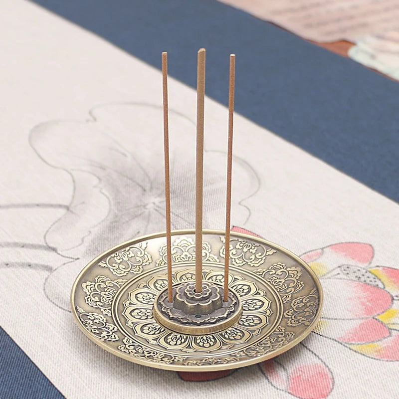 Retro Incense Holder Metal Dragon And Phoenix Lotus Incense Burners For Incense Sticks Cone Censer Plate Buddhism Home Decor