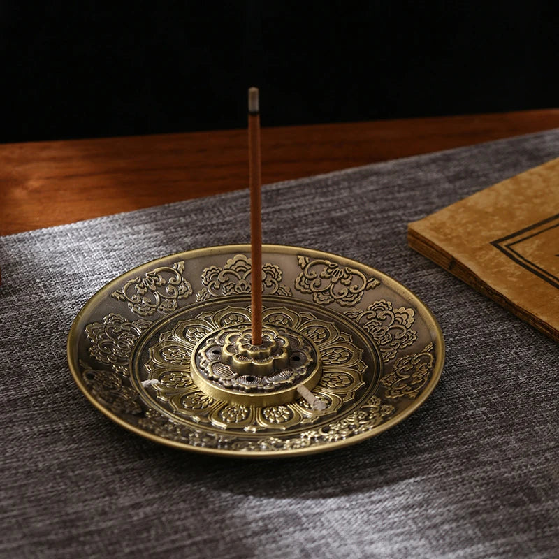 Retro Incense Holder Metal Dragon And Phoenix Lotus Incense Burners For Incense Sticks Cone Censer Plate Buddhism Home Decor