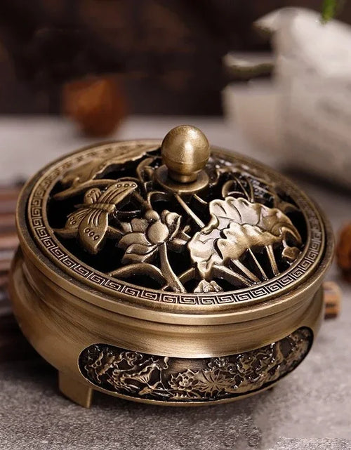 Load image into Gallery viewer, Pure Copper Antique Three-legged Aromatherapy Stove DIY Household Indoor Pan Incense Wire Incense Burner Tea Ceremony Decoration
