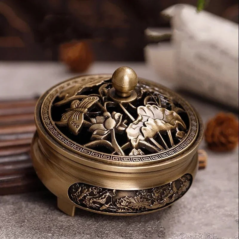 Pure Copper Antique Three-legged Aromatherapy Stove DIY Household Indoor Pan Incense Wire Incense Burner Tea Ceremony Decoration