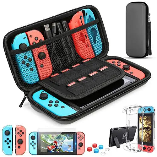 Load image into Gallery viewer, For Switch Case Compatible with Nintendo Switch, 9 in 1 Accessories kit with Carrying Case, Dockable Protective Case
