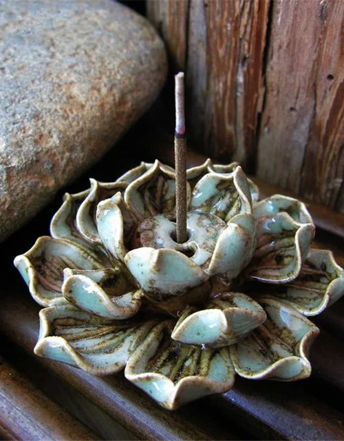 Load image into Gallery viewer, Handmade Lotus Incense Stick Holder Ceramic Sandalwood Incense Holder Home Teahouse Office Decor Aromatherapy Censer
