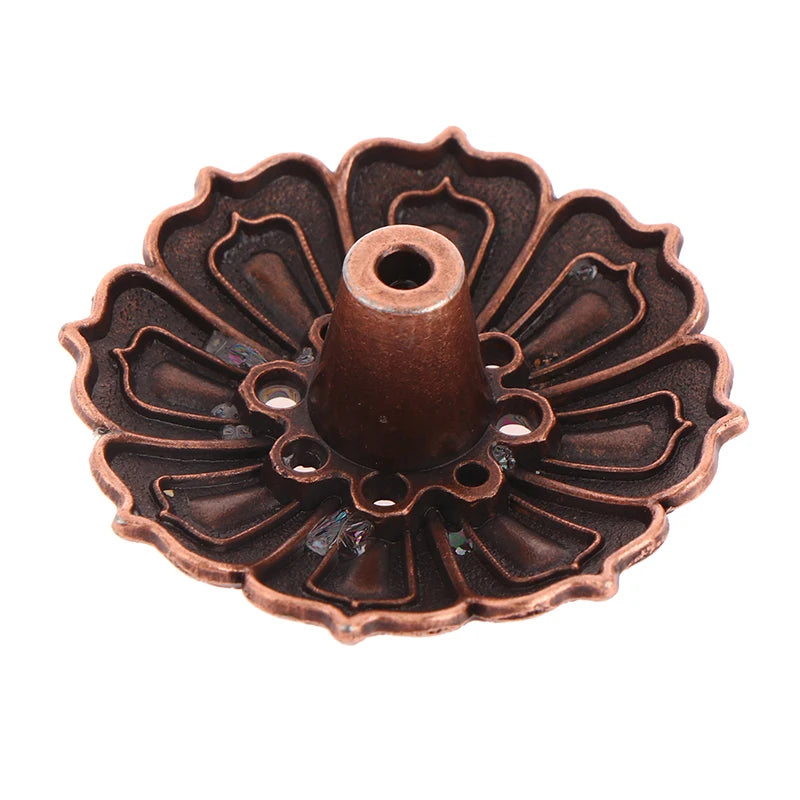 New 1PC Alloy Incense Burner Stick Holder Plate Buddhism Lotus Censer Bronze Nasturtium Incense Burner