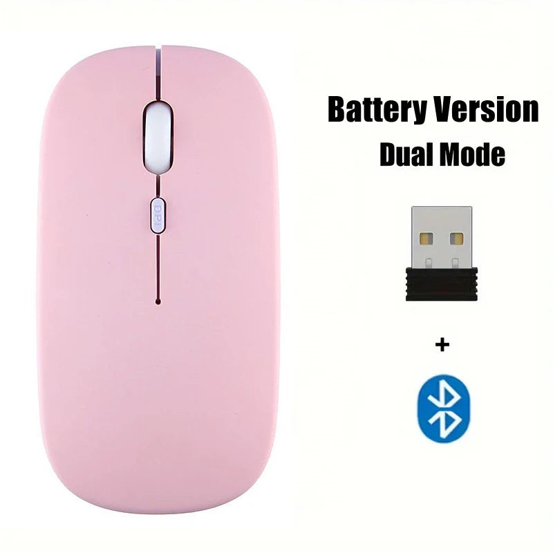 Portable Wireless Mouse Bluetooth-compatible 2.4GHz Dual Modes Computer Mice with Nano Receiver for Notebook PC Laptop Macbook