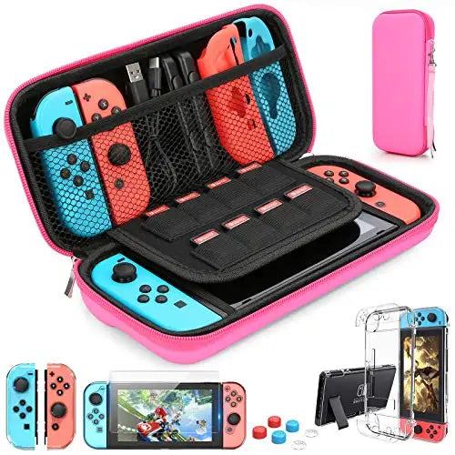 Load image into Gallery viewer, For Switch Case Compatible with Nintendo Switch, 9 in 1 Accessories kit with Carrying Case, Dockable Protective Case
