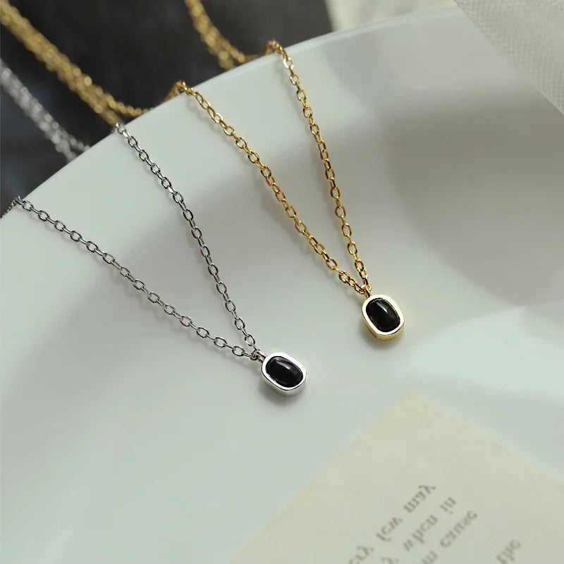 Luxury Black Crystal Beanie Pendant Necklace