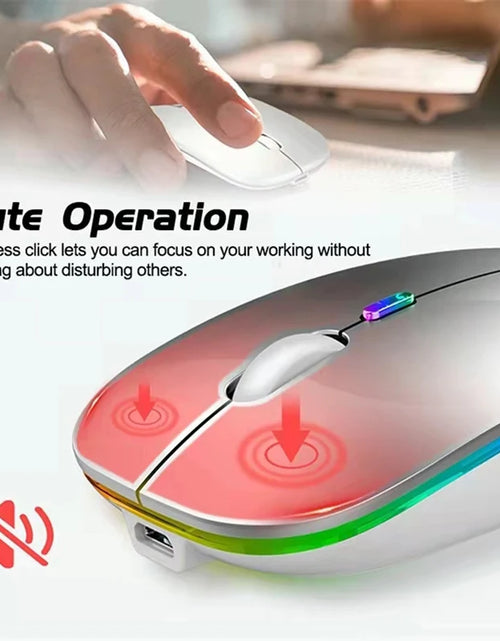 Load image into Gallery viewer, LED Wireless Mouse USB Rechargeable Bluetooth-compatible RGB Mouse Silent Ergonomic Mouse With Backlight For Laptop PC ipad
