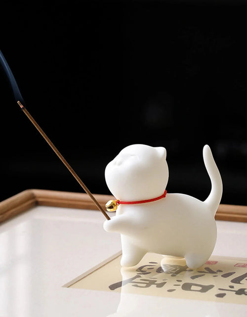 Load image into Gallery viewer, Cute Cat Buddhism Line Incense plate Incense Burner Stick Holder  Sandalwood Coil Base Temples Yoga Studios Home Decoration
