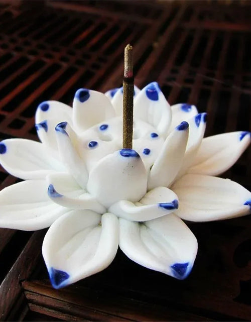 Load image into Gallery viewer, Handmade Lotus Incense Stick Holder Ceramic Sandalwood Incense Holder Home Teahouse Office Decor Aromatherapy Censer
