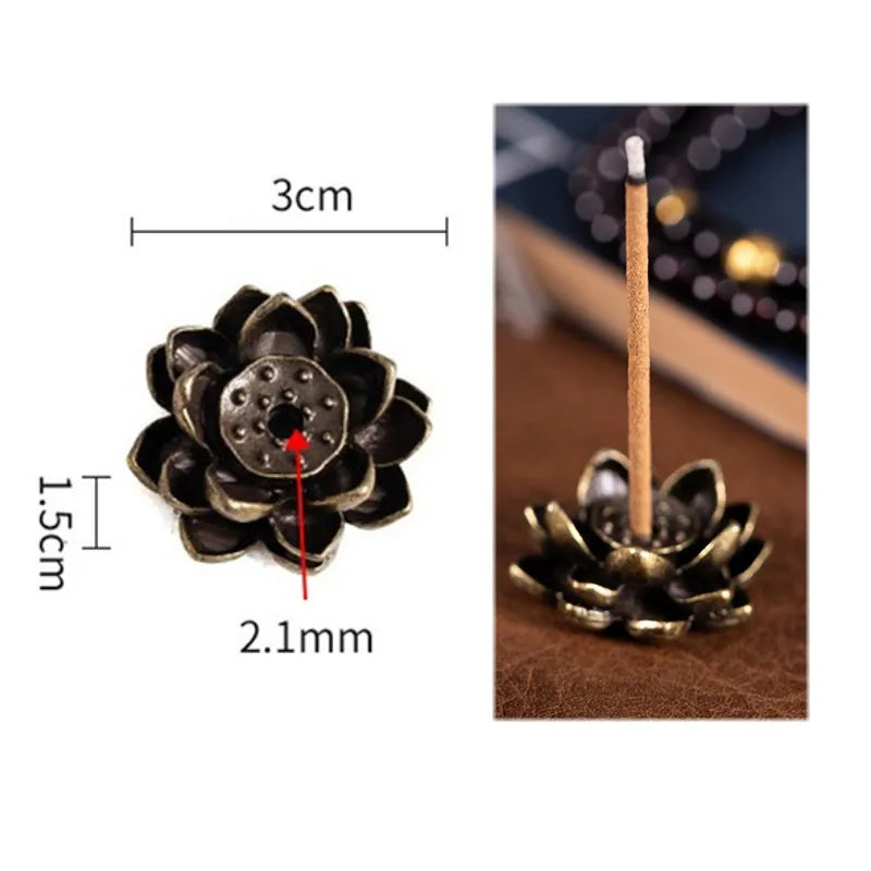 New 1PC Alloy Incense Burner Stick Holder Plate Buddhism Lotus Censer Bronze Nasturtium Incense Burner