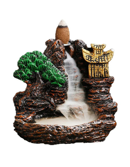 Load image into Gallery viewer, Creative High Mountain Flowing Resin Back Flow Incense Holder Waterfall Incense Burner Home Indoor Decor Aromatherapy Ornament
