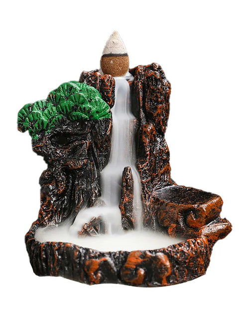 Load image into Gallery viewer, Creative High Mountain Flowing Resin Back Flow Incense Holder Waterfall Incense Burner Home Indoor Decor Aromatherapy Ornament
