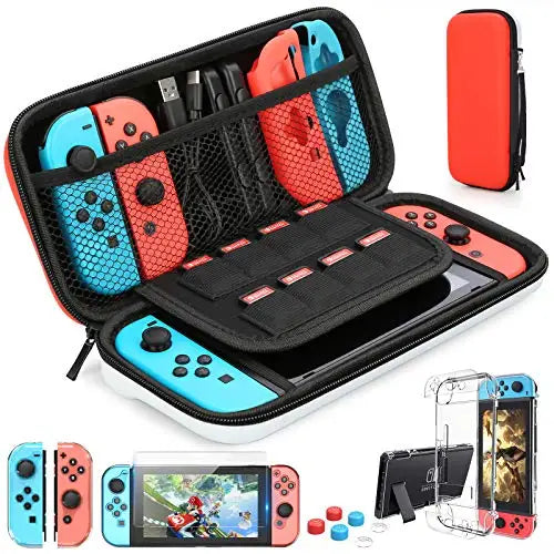 Load image into Gallery viewer, For Switch Case Compatible with Nintendo Switch, 9 in 1 Accessories kit with Carrying Case, Dockable Protective Case
