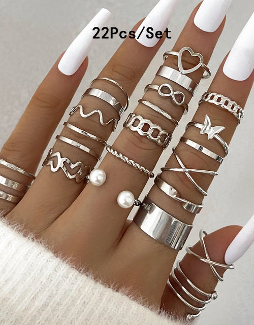 Load image into Gallery viewer, 23Pcs Trendy Simple Knuckle Rings Set For Women Crystal Star Moon Eye Wave Ring Female Fashion Party Jewelry Accessories
