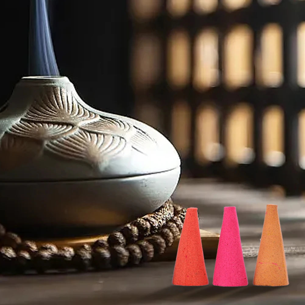 60Pcs Scented Incense Cones Anxiety Relief Fragrance Incense Cones Natural Scents Cones for Meditation Relaxation