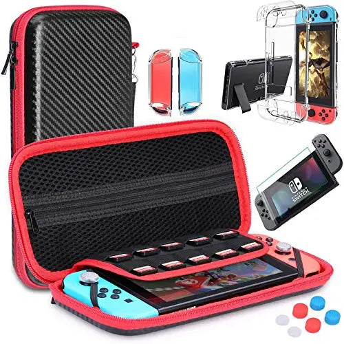 Load image into Gallery viewer, For Switch Case Compatible with Nintendo Switch, 9 in 1 Accessories kit with Carrying Case, Dockable Protective Case
