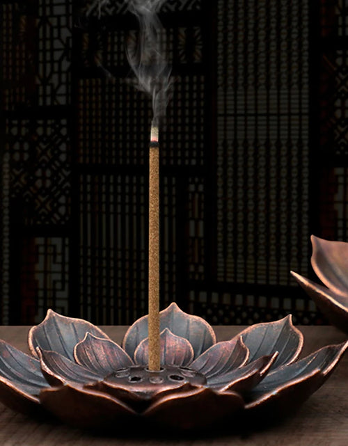 Load image into Gallery viewer, New 1PC Alloy Incense Burner Stick Holder Plate Buddhism Lotus Censer Bronze Nasturtium Incense Burner
