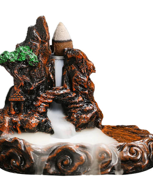 Load image into Gallery viewer, Creative High Mountain Flowing Resin Back Flow Incense Holder Waterfall Incense Burner Home Indoor Decor Aromatherapy Ornament
