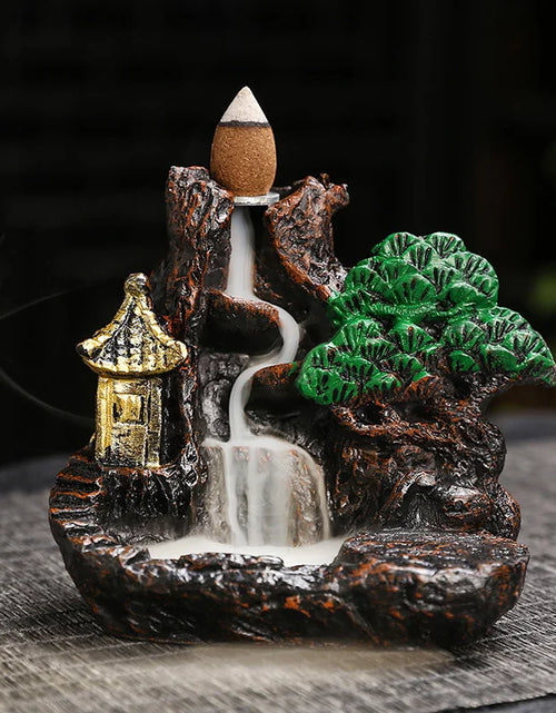 Load image into Gallery viewer, Creative High Mountain Flowing Resin Back Flow Incense Holder Waterfall Incense Burner Home Indoor Decor Aromatherapy Ornament
