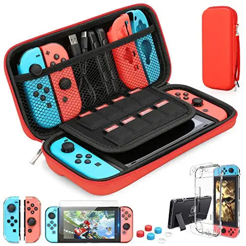 Load image into Gallery viewer, For Switch Case Compatible with Nintendo Switch, 9 in 1 Accessories kit with Carrying Case, Dockable Protective Case
