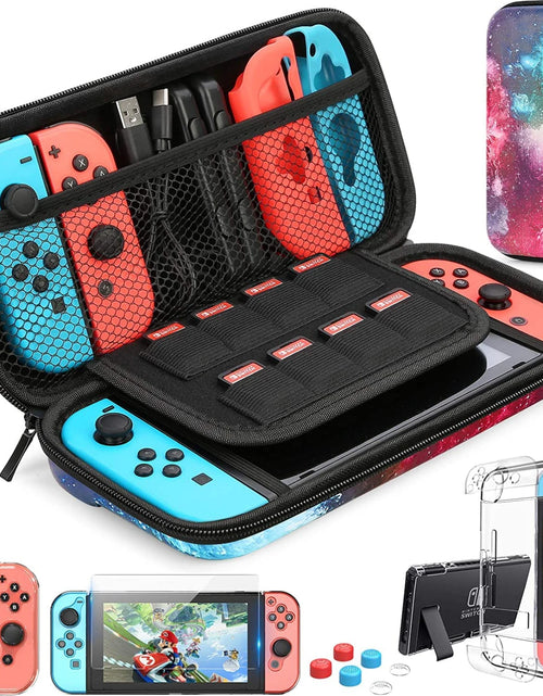 Load image into Gallery viewer, For Switch Case Compatible with Nintendo Switch, 9 in 1 Accessories kit with Carrying Case, Dockable Protective Case
