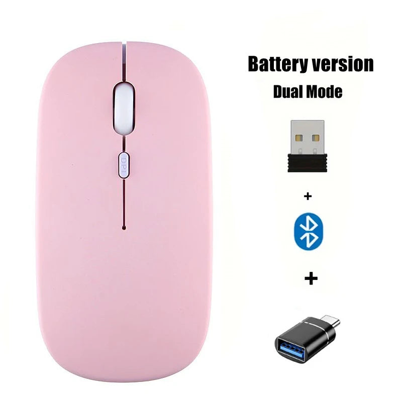 Portable Wireless Mouse Bluetooth-compatible 2.4GHz Dual Modes Computer Mice with Nano Receiver for Notebook PC Laptop Macbook