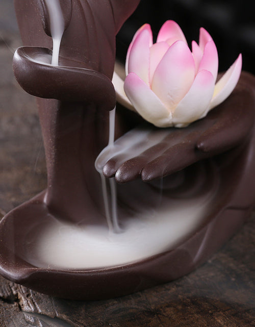 Load image into Gallery viewer, 1pc, Lotus Waterfall Incense Holder Ceramic Handicrafts, Aromatherapy for Home Decor, Office, Yoga, Relaxation (Without Incense）
