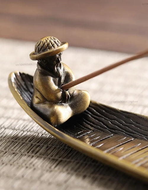 Load image into Gallery viewer, Creative Incense Holder Incense Holder Boat Old Men Fishing Japanese Style Incense Stick Burner Aromatherapy Ornament Home Decor
