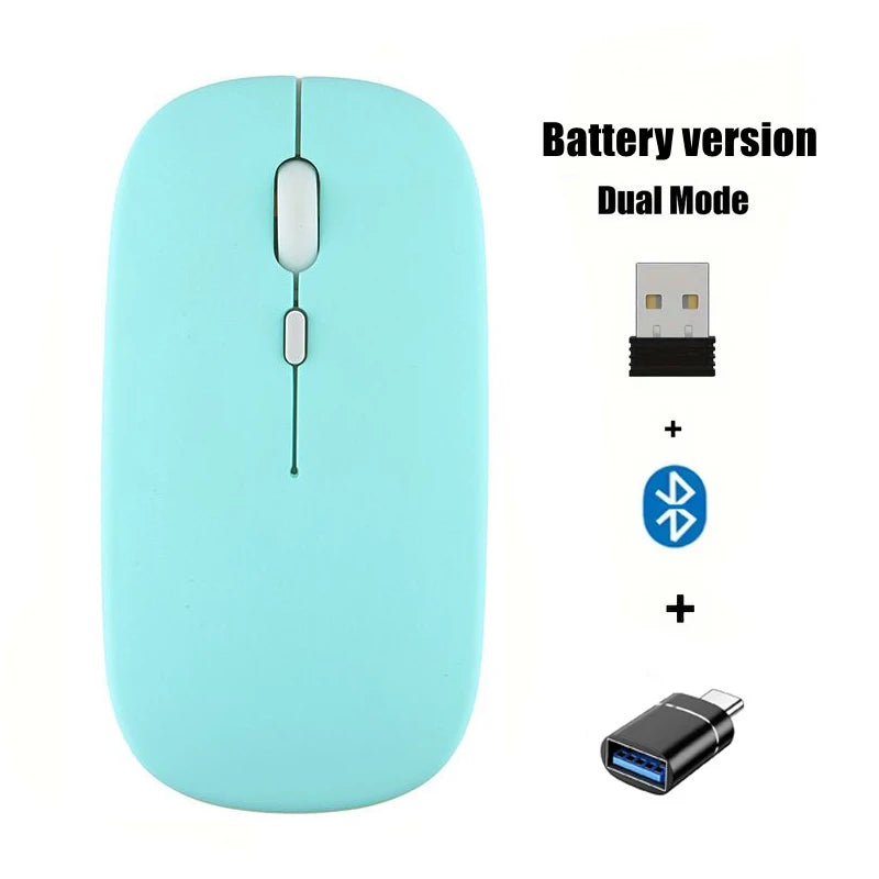 Portable Wireless Mouse Bluetooth-compatible 2.4GHz Dual Modes Computer Mice with Nano Receiver for Notebook PC Laptop Macbook