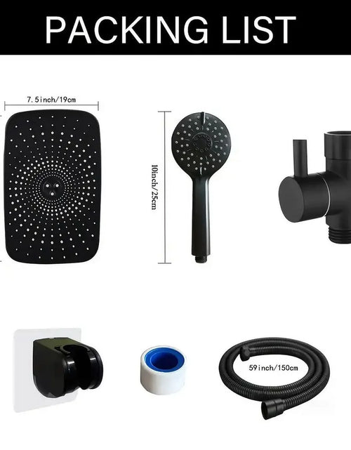 Load image into Gallery viewer, 5-Setting High Pressure Shower Head 12 Inch Rain Shower Head with Handheld and Hose Silver
