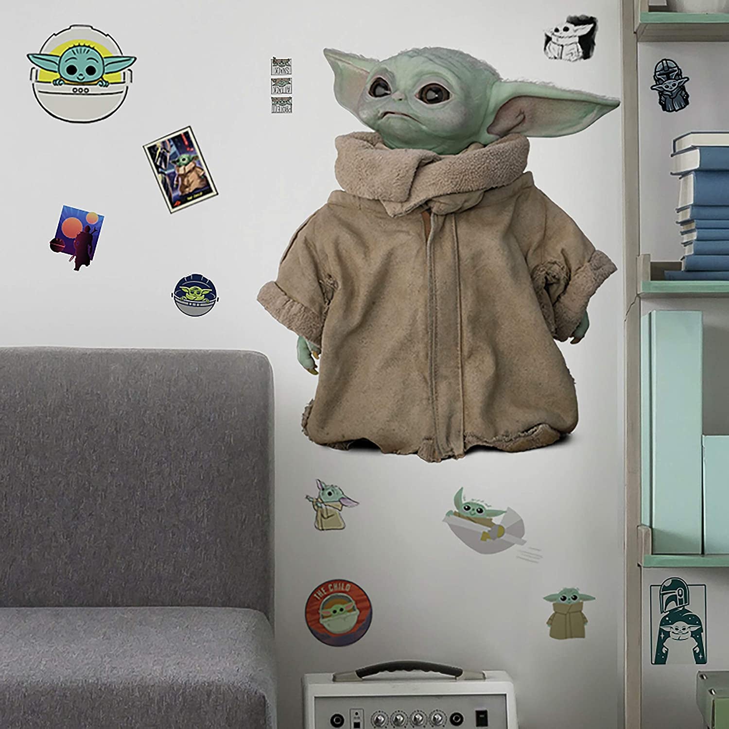 RMK4477SCS the Mandalorian Baby Yoda Grogu Peel and Stick Wall Decals