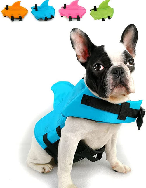 Load image into Gallery viewer, Dog Life Jacket- Preserver with Adjustable Belt, Pet Swimming Shark Jacket for Short Nose Dog (Pug,Bulldog,Poodle,Bull Terrier,Labrador)
