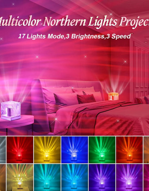 Load image into Gallery viewer, RGB Northern Light Nightlight Water Ripple Atmosphere Rotating LED Crystal Lamp Dynamic Aurora Projector Lamp for Bedroom Decor
