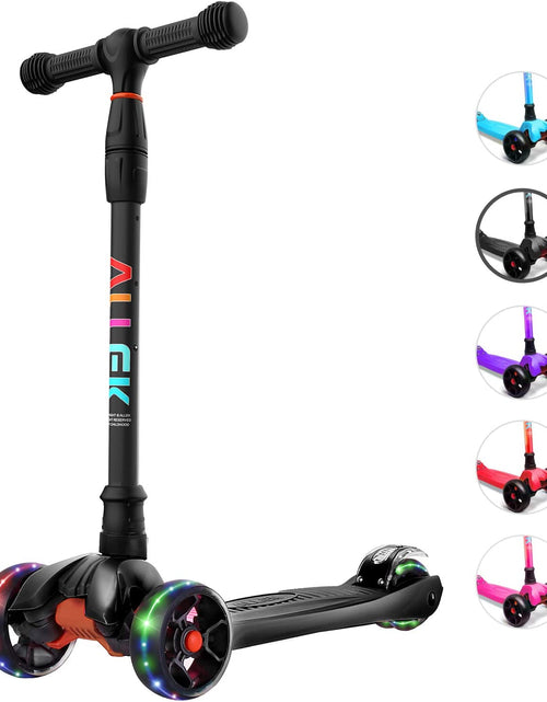 Load image into Gallery viewer, Kick Scooter B02, Lean &#39;N Glide Scooter with Extra Wide PU Light-Up Wheels and 4 Adjustable Heights for Children from 3-12Yrs (Black)
