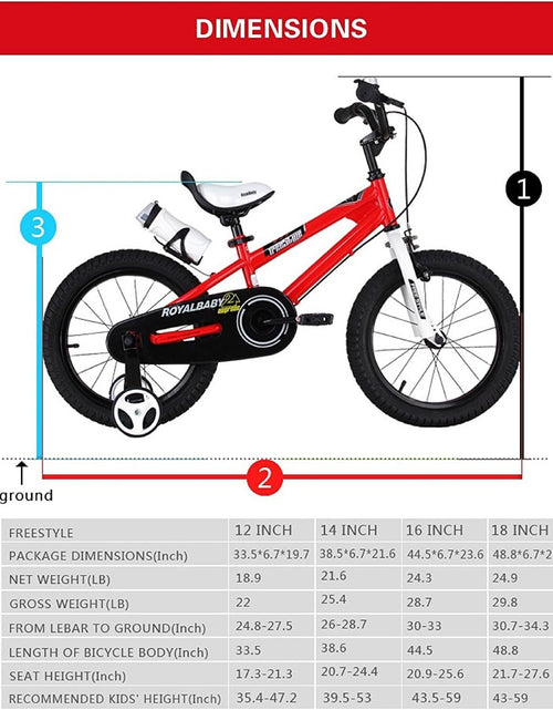 Load image into Gallery viewer, Kids Bike Boys Girls Freestyle Bicycle 12 14 16 Inch with Training Wheels, 16 18 20 with Kickstand Child&#39;S Bike, Blue Red White Pink Green Orange
